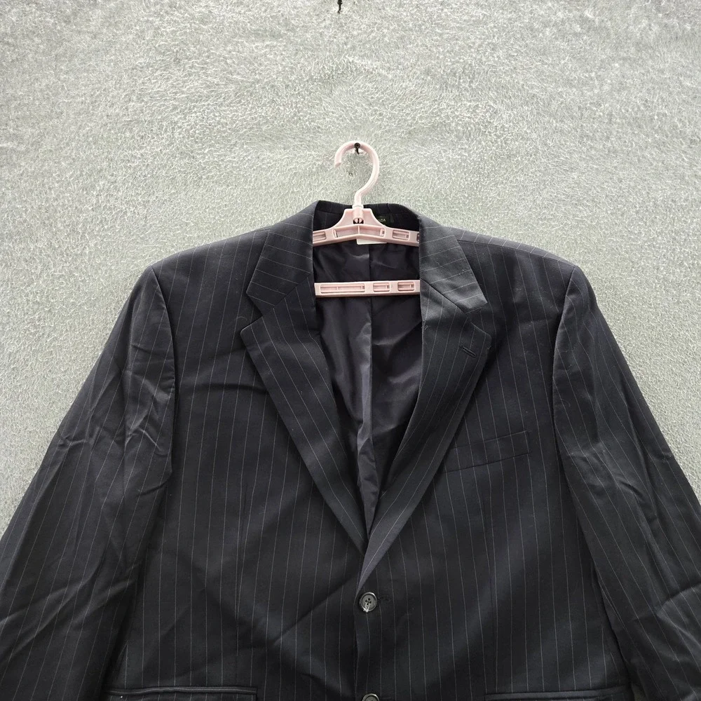 VINTAGE‎ Lauren Ralph Men Blazer 44S Navy Wool Pinstripe Suit Made In Canada